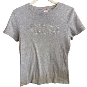 Guess Gray T-Shirt with Rhinestone Logo